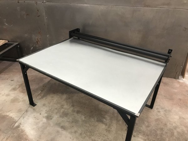 Fabric / Material cutting table 1500 x 1500mm with bolt on dispenser (small rolls of fabric)