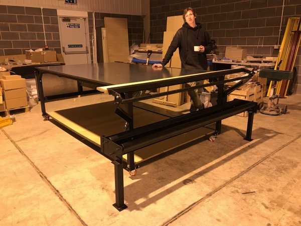 Cutting Table 2500x1500x900mm with 500mm folding extension with bolt on dispenser